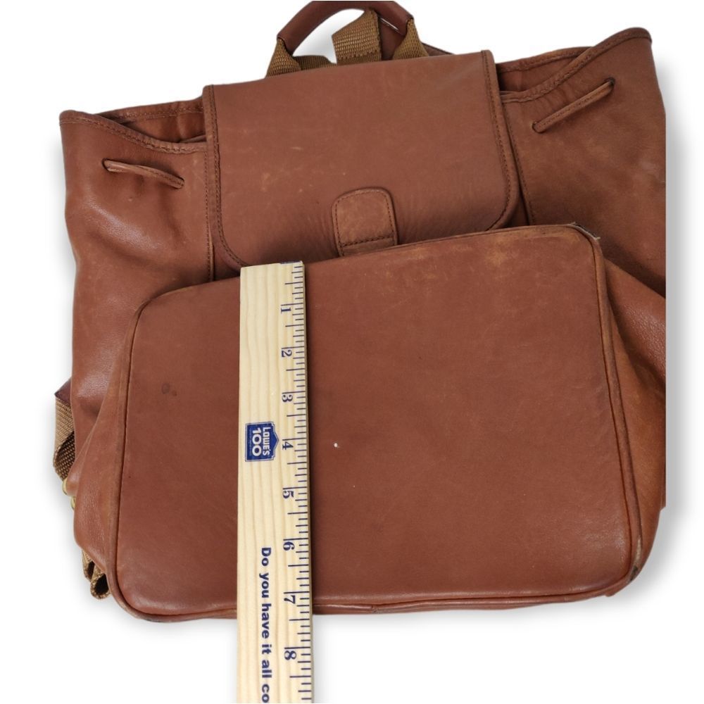 💥XL COACH TAN BROWN GENUINE LEATHER BACKPACK SHOULDER BAG CARRY ALL - Picture 7 of 10